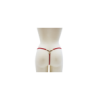 String rouge avec bijou perle & strass dorés 
